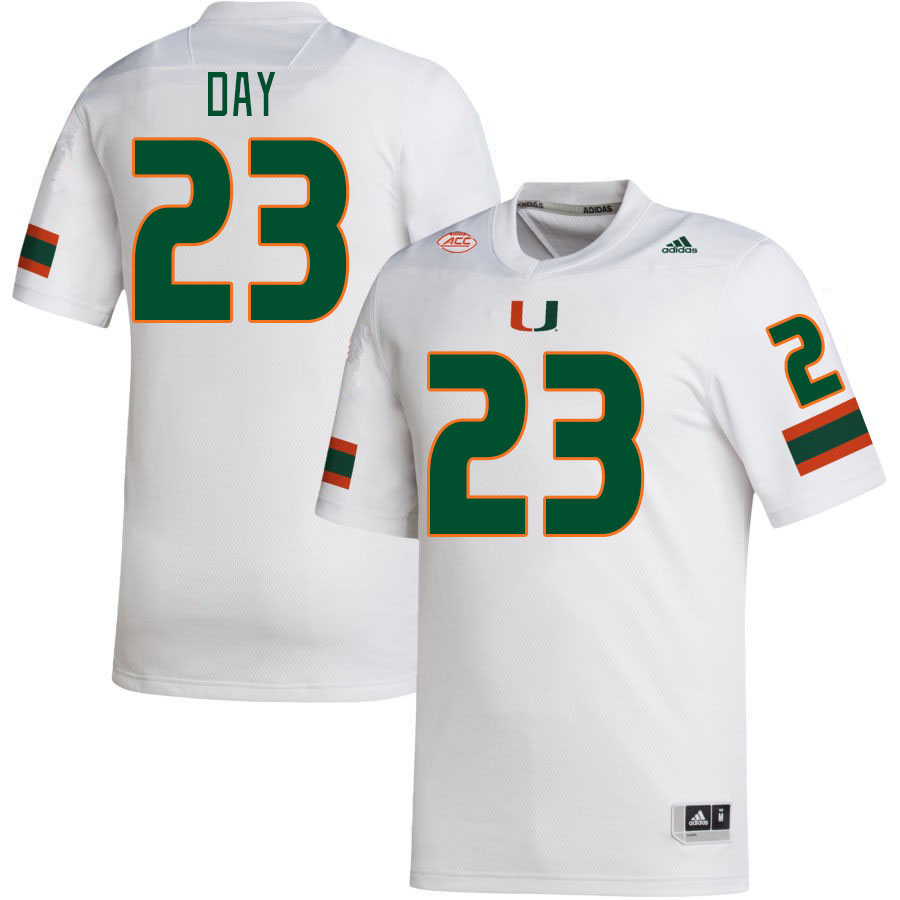 Men #23 Dylan Day Miami Hurricanes College Football Jerseys Stitched-White
